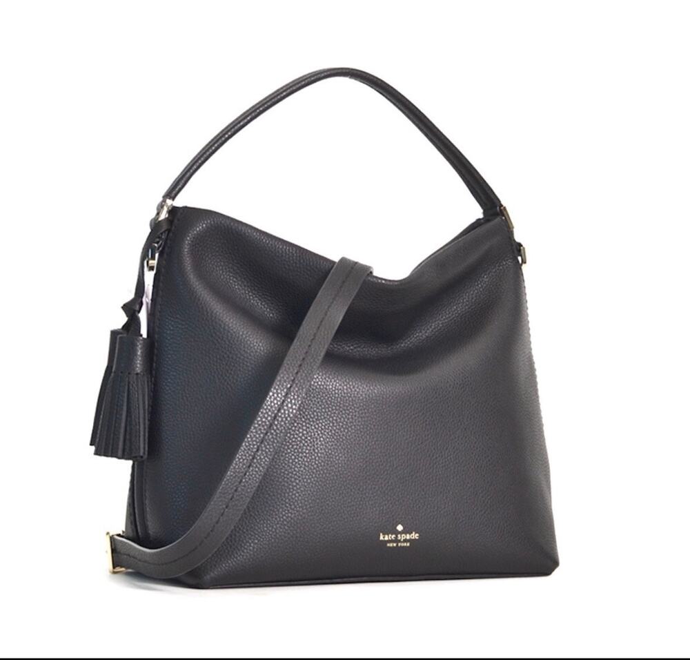Kate Spade Orchard Street Natalya Black Pebbled Leather Hobo Crossbody